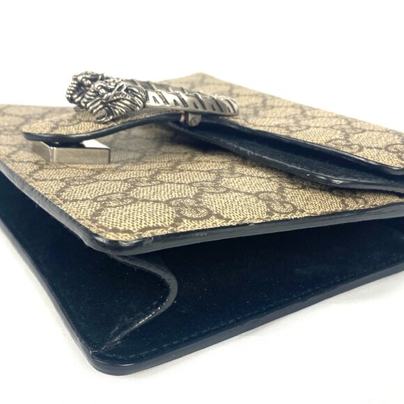 GUCCI GG Monogram Mini Dionysus Shoulder Bag - Taupe with Black Suede - Picture 6 of 12